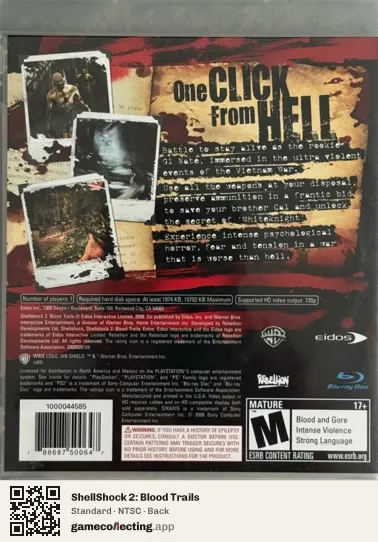 ShellShock 2: Blood Trails PlayStation 3, NTSC box back