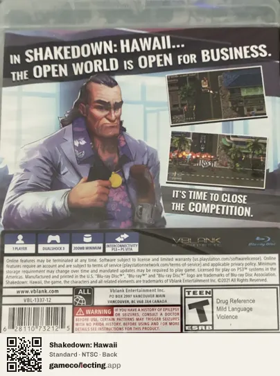 Shakedown: Hawaii PlayStation 3, NTSC box back