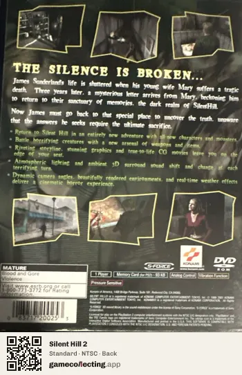 Silent Hill 2 PlayStation 2, NTSC box back