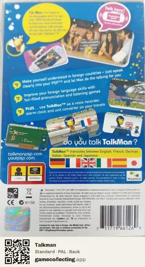 Talkman PlayStation Portable, PAL box back