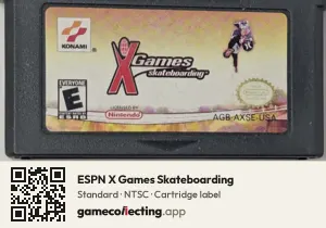 ESPN X Games Skateboarding Game Boy Advance, NTSC cartridge label