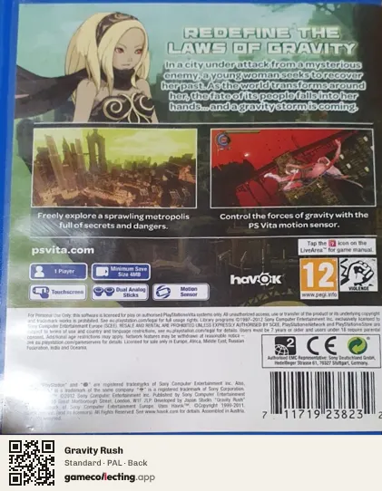 Gravity Rush PlayStation Vita, PAL box back
