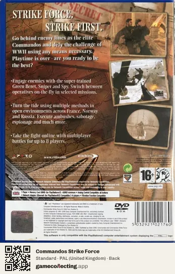 Commandos Strike Force PlayStation 2, United Kingdom box back