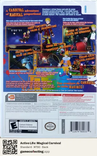 Active Life: Magical Carnival Nintendo Wii, NTSC box back