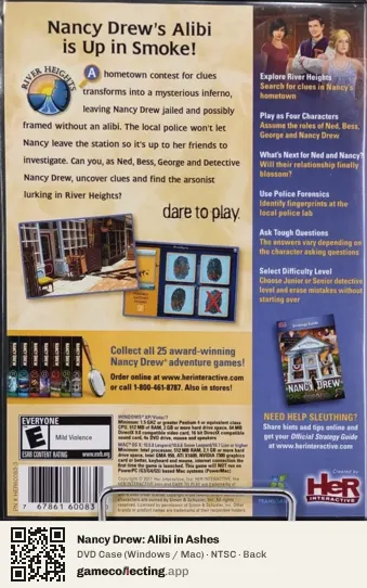 Nancy Drew: Alibi in Ashes Computer, NTSC box back