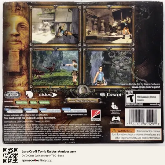 Lara Croft Tomb Raider: Anniversary Computer, NTSC box back