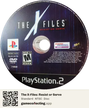 The X-Files: Resist or Serve PlayStation 2, NTSC disc