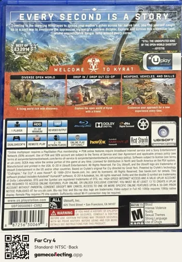 Far Cry 4 PlayStation 4, NTSC box back