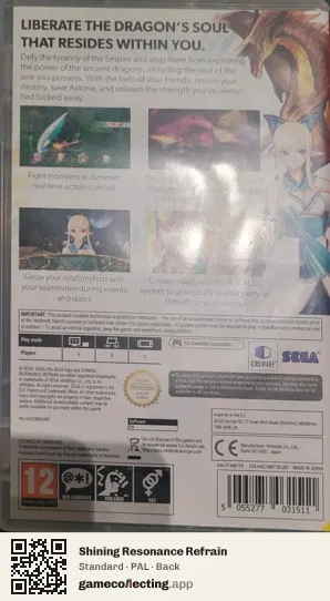Shining Resonance Refrain Nintendo Switch, PAL box back