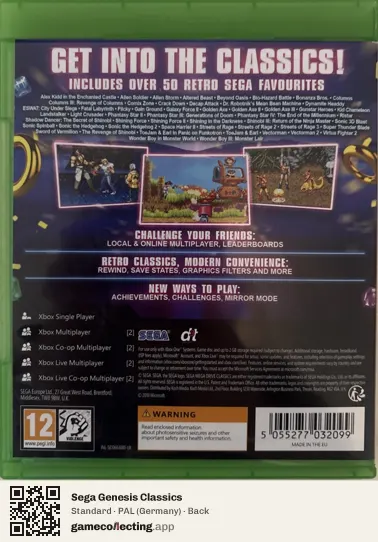 Sega Genesis Classics Xbox One, Germany box back
