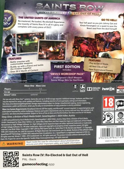 Saints Row IV: Re-Elected & Gat Out of Hell Xbox One, PAL box back
