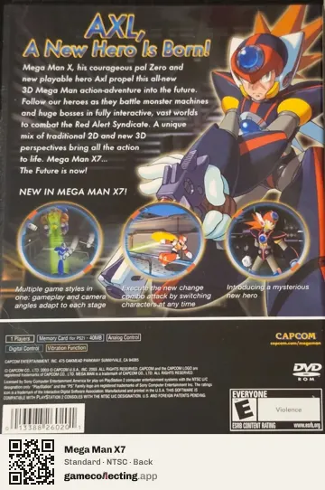 Mega Man X7 PlayStation 2, NTSC box back