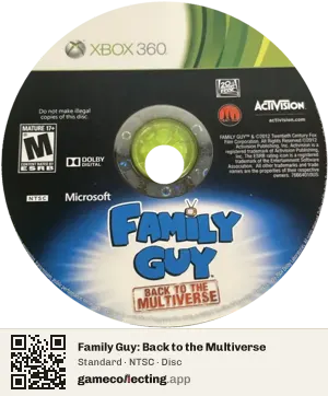 Family Guy: Back to the Multiverse Xbox 360, NTSC disc