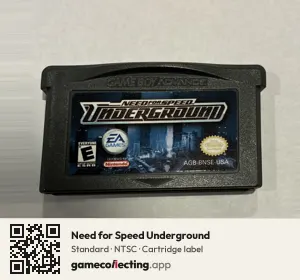 Need for Speed Underground Game Boy Advance, NTSC cartridge label