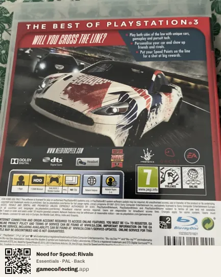 Need for Speed: Rivals PlayStation 3, PAL box back
