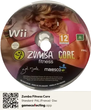 Zumba Fitness Core Nintendo Wii, PAL disc