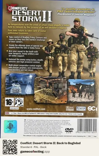 Conflict: Desert Storm II: Back to Baghdad PlayStation 2, PAL box back