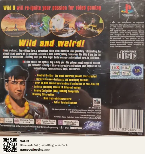Wild 9 PlayStation, United Kingdom box back