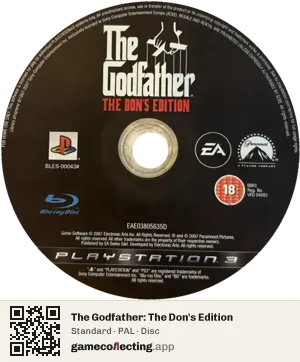 The Godfather: The Don's Edition PlayStation 3, PAL disc