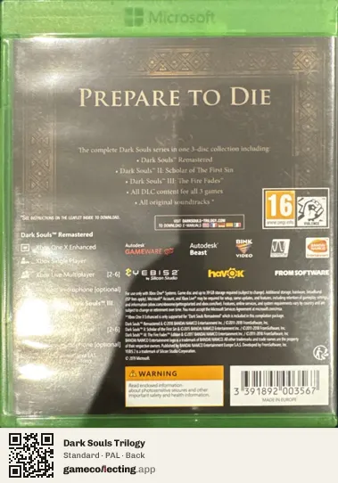 Dark Souls Trilogy Xbox One, PAL box back