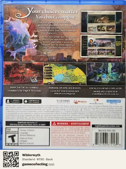 Wildermyth PlayStation 5, NTSC box back
