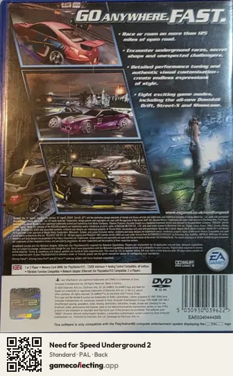 Need for Speed Underground 2 PlayStation 2, PAL box back
