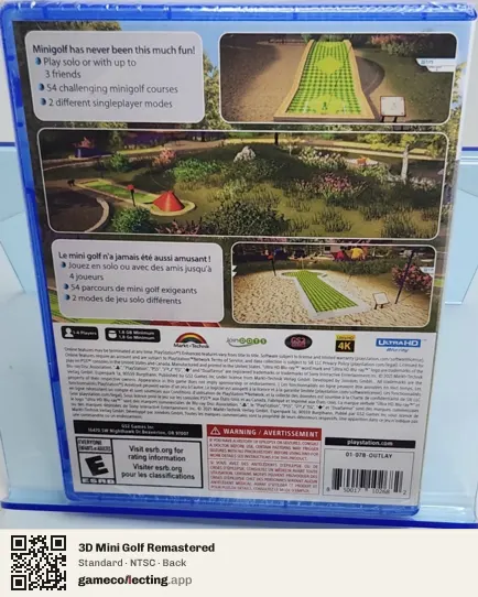 3D Mini Golf Remastered PlayStation 5, NTSC box back
