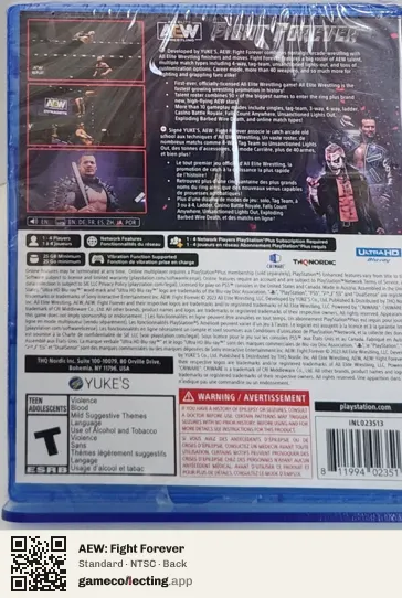 AEW: Fight Forever PlayStation 5, NTSC box back