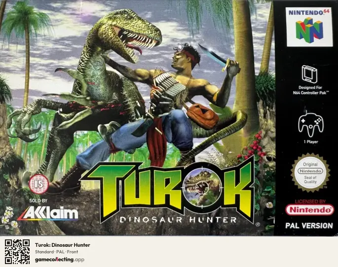 Turok: Dinosaur Hunter Nintendo 64, PAL box front