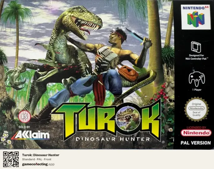 Turok: Dinosaur Hunter Nintendo 64, PAL box front