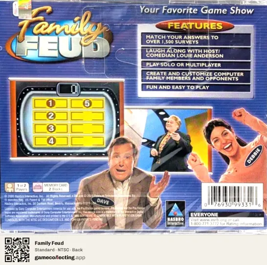 Family Feud PlayStation, NTSC box back