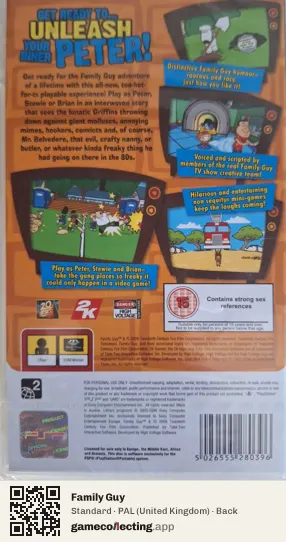 Family Guy PlayStation Portable, United Kingdom box back