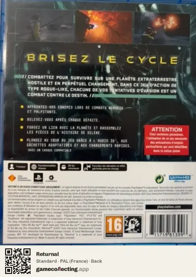 Returnal PlayStation 5, France box back