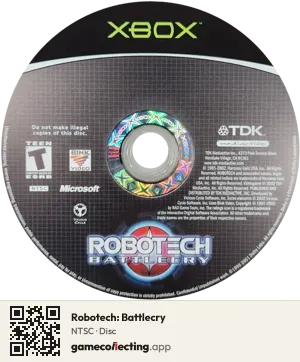 Robotech: Battlecry Xbox, NTSC disc