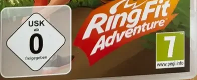 Ring Fit Adventure, the USK square on its front