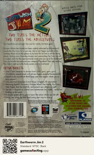 Earthworm Jim 2 Sega Saturn, NTSC box back