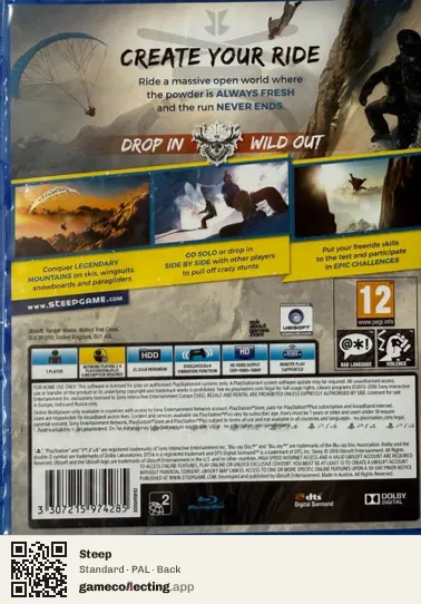 Steep PlayStation 4, PAL box back
