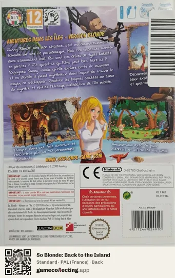 So Blonde: Back to the Island Nintendo Wii, France box back