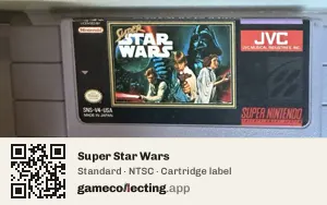 Super Star Wars Super Nintendo Entertainment System, NTSC cartridge label