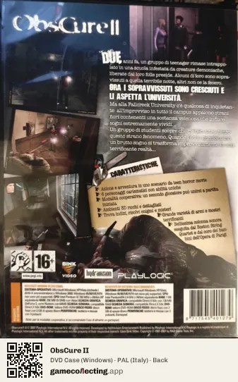 ObsCure II Computer, Italy box back