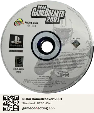 NCAA GameBreaker 2001 PlayStation, NTSC disc