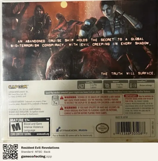 Resident Evil: Revelations Nintendo 3DS, NTSC box back