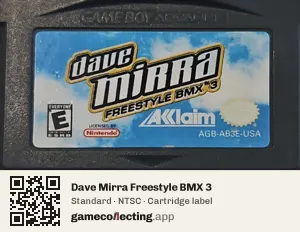 Dave Mirra Freestyle BMX 3 Game Boy Advance, NTSC cartridge label