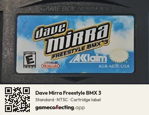 Dave Mirra Freestyle BMX 3 Game Boy Advance, NTSC cartridge label
