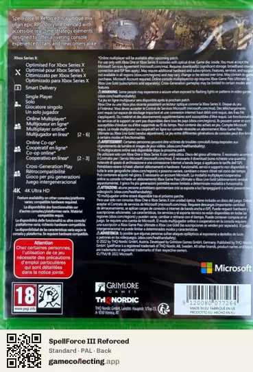 SpellForce III Reforced Xbox Series X, PAL box back
