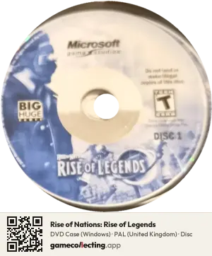 Rise of Nations: Rise of Legends Computer, PAL disc