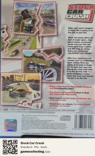 Stock Car Crash PlayStation 2, PAL box back