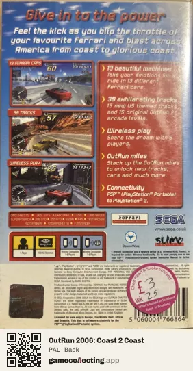OutRun 2006: Coast 2 Coast PlayStation Portable, PAL box back