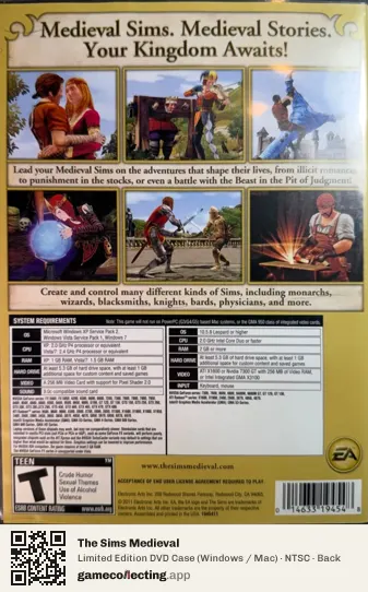 The Sims Medieval Computer, NTSC box back
