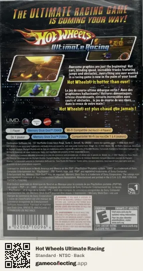 Hot Wheels Ultimate Racing PlayStation Portable, NTSC box back